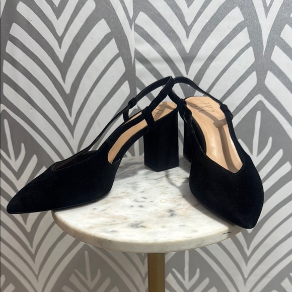 INC International Concepts Black Pointed Toe Slingback Heels - Picture 1 of 8
